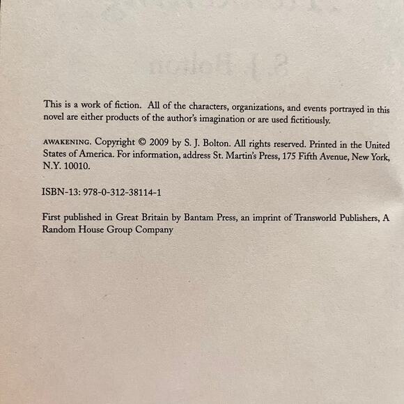 Awakening by S.J. Bolton (2009, Hardcover) Thriller Mystery Suspense Novel - Picture 5 of 7